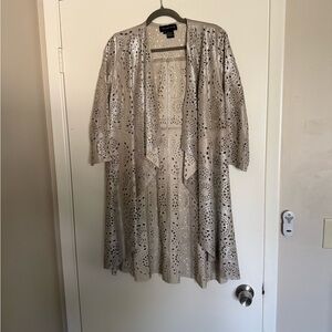 Bagatelle Leather Eyelet beige gold metallic Cardigan size 4